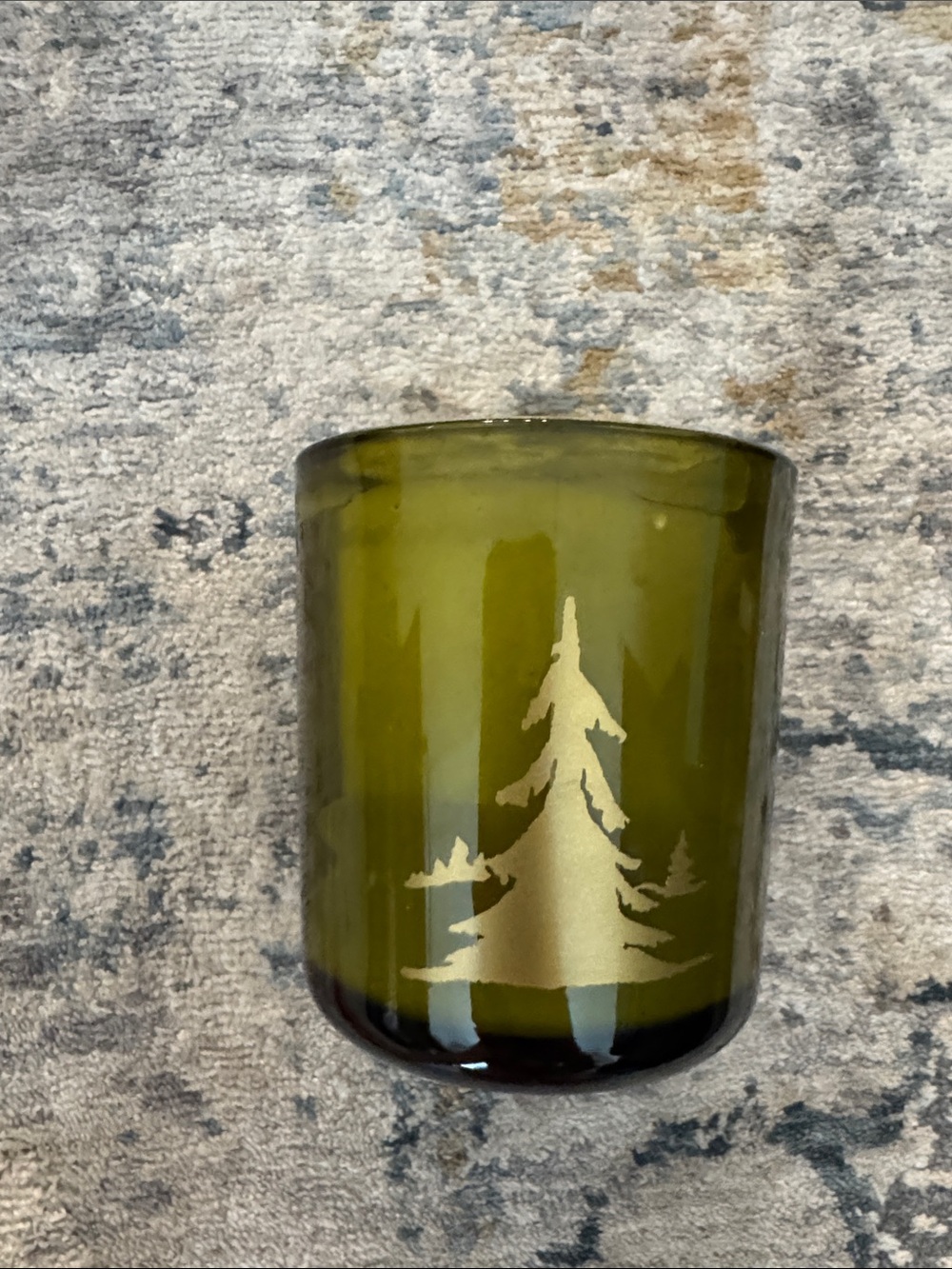 Grand Bohemian Lodge Green Etched Glass Candle with Pine Tree Design